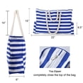 thumbnail image 3 of Large Beach Bag Canvas Striped Tote Bag Durable Tote Shoulder Bag with Waterproof Phone Case, Bottle Opener and Key Holder, 3 of 7