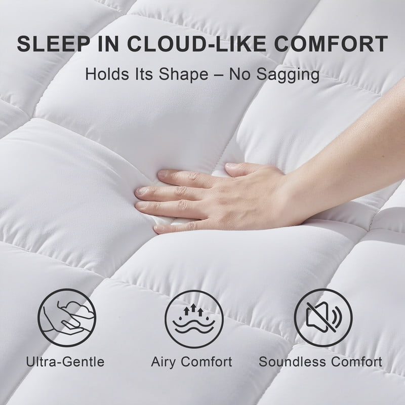 3 inch White Cooling Twin Mattress Topper, Extra Thick Pillow Top for Back Pain Relief