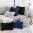 thumbnail image 3 of Set of 2 Black Decorative Fluffy Pillow Covers New Luxury Series Merino Style Faux Fur Throw Pillow Covers Square Fuzzy Cushion Case 18x18 Inch, 3 of 7