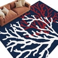 thumbnail image 2 of Red White Coral Area Rug 5x8 FT, Non Slip Bedroom Throw Carpet, Summer Ocean Nautical Coastal Navy Blue Washable Soft Floor Carpet Non-Shedding Rug for Living Room Nursery Dorm Office, 2 of 9