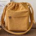 thumbnail image 4 of Yucurem Women Bucket Bag Drawstring Corduroy Crossbody Shoulder Bag Shopping Bag(yellow) Fashion shoulder bag (Yellow), 4 of 10