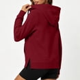 thumbnail image 5 of Josdec Drawstring Hooded Sweatshirts for Women Solid Color Long Sleeve Pullover Kangaroo Pocket Side Split Hem Casual Hoodies S-2XL, 5 of 7