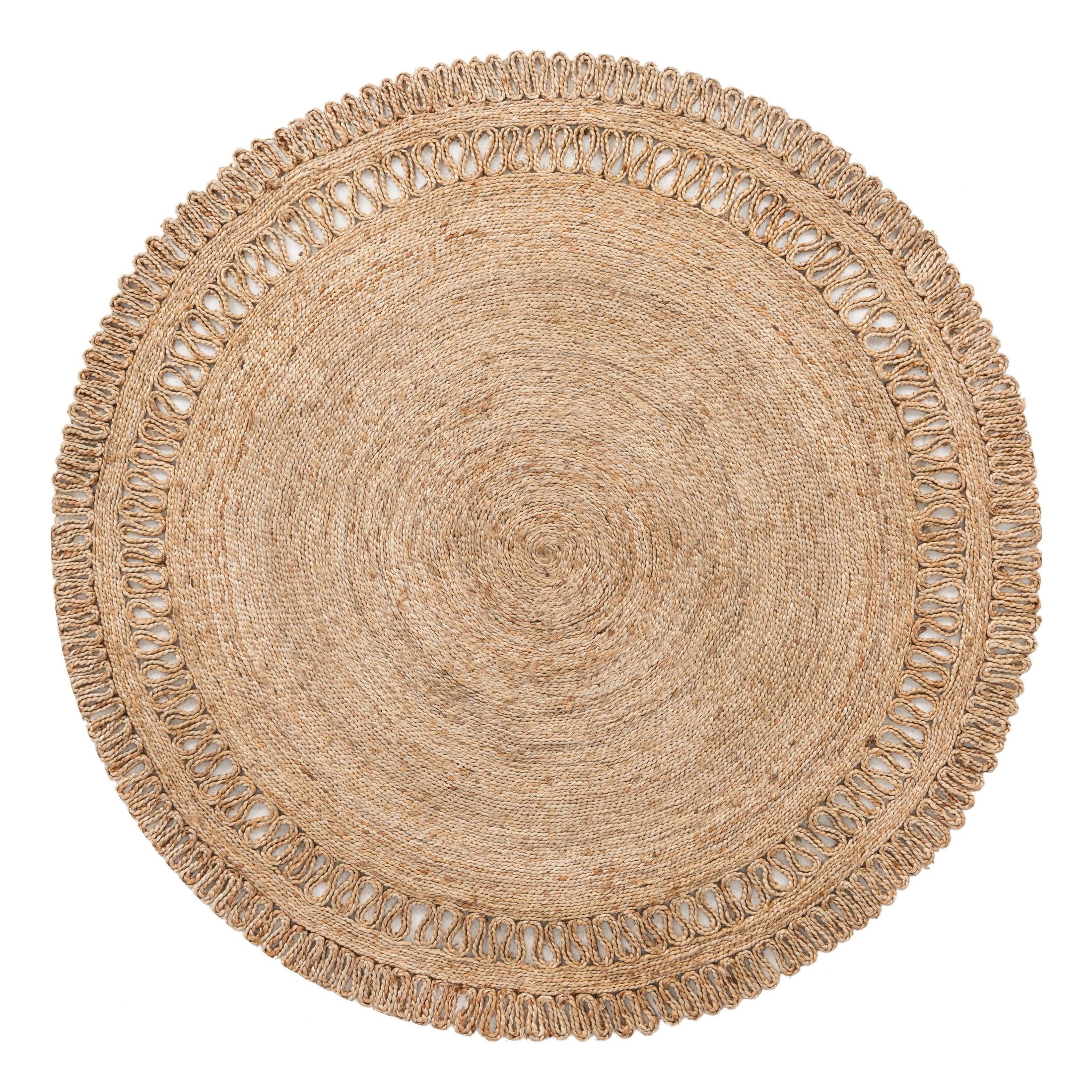 Unique Loom Braided Jute Collection Area Rug - Floral (6' 1" Round Natural)