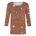 thumbnail image 5 of Hxlamzoo Women's Sequin Top Round Neck 3/4 Sleeves Sparkly Casual Party Blouse S-2XL, 5 of 5