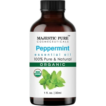 Majestic Pure Organic Peppermint Essential Oil - 100% Pure Peppermint Oil for Aromatherapy, Massage & Topical Uses, Perfect for Diffuser & Essential Oil Diffuser - 1 Fl Oz