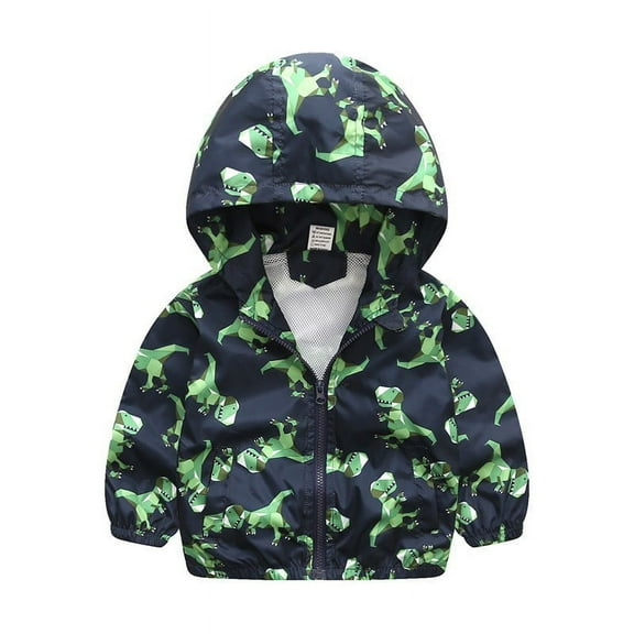 GPAECEAD Kids Baby Boys Girls Long Sleeve Dinosaur Hooded Zip Jackets Windbreaker Casual Outerwear Black