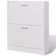 thumbnail image 3 of vidaXL 2-Tier Shoe Cabinet Storage Wooden Cupboard Footwear Stand Oak/White, 3 of 6