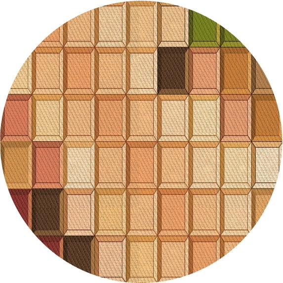 Ahgly Company Indoor Square Patterned Yellow Orange Area Rugs, 3' Square