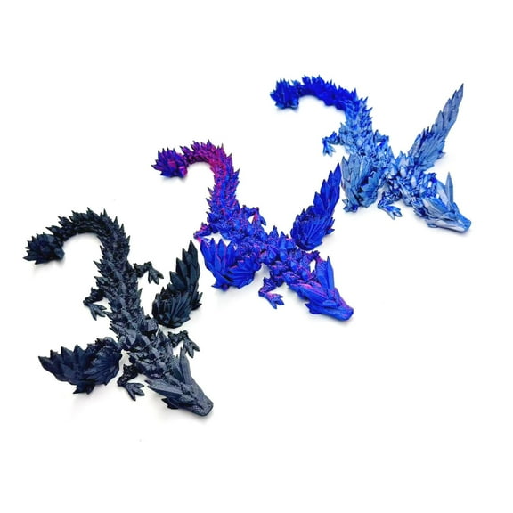 1PC 30cm Luminous version 3D Printed Crystal Dragon Multi-Jointed Articulated Winged Figurine Creative Figurine Crystal Dragon
