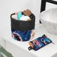 thumbnail image 6 of PhooArto Travel Cosmetic Bags Barrel Makeup Bag, Multifunctional Toiletry Bucket Bags Round Organizer Storage Pocket, Donuts Kitten Blue Galaxy, 6 of 6
