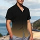 thumbnail image 4 of Blusa y camisa de manga corta con cuello vuelto para hombre, blusa informal de moda con cuello vuelto, blusa estampada de manga corta con botones, blusa de poliéster para hombre, 4 of 6