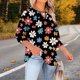 thumbnail image 5 of TaTaai Women's Plus Size Printed T-Shirt Round Neck 3/4 Sleeve Chest Cut-out Design Loose Fit Casual Spring Summer Layering Blouse Gift, 5 of 6