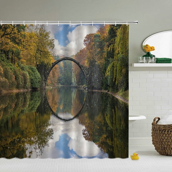 Tropical Natural Scenery Bathroom Shower Curtains landscape Waterproof Shower Curtains 3d Cloth Bath Curtains With or Ma