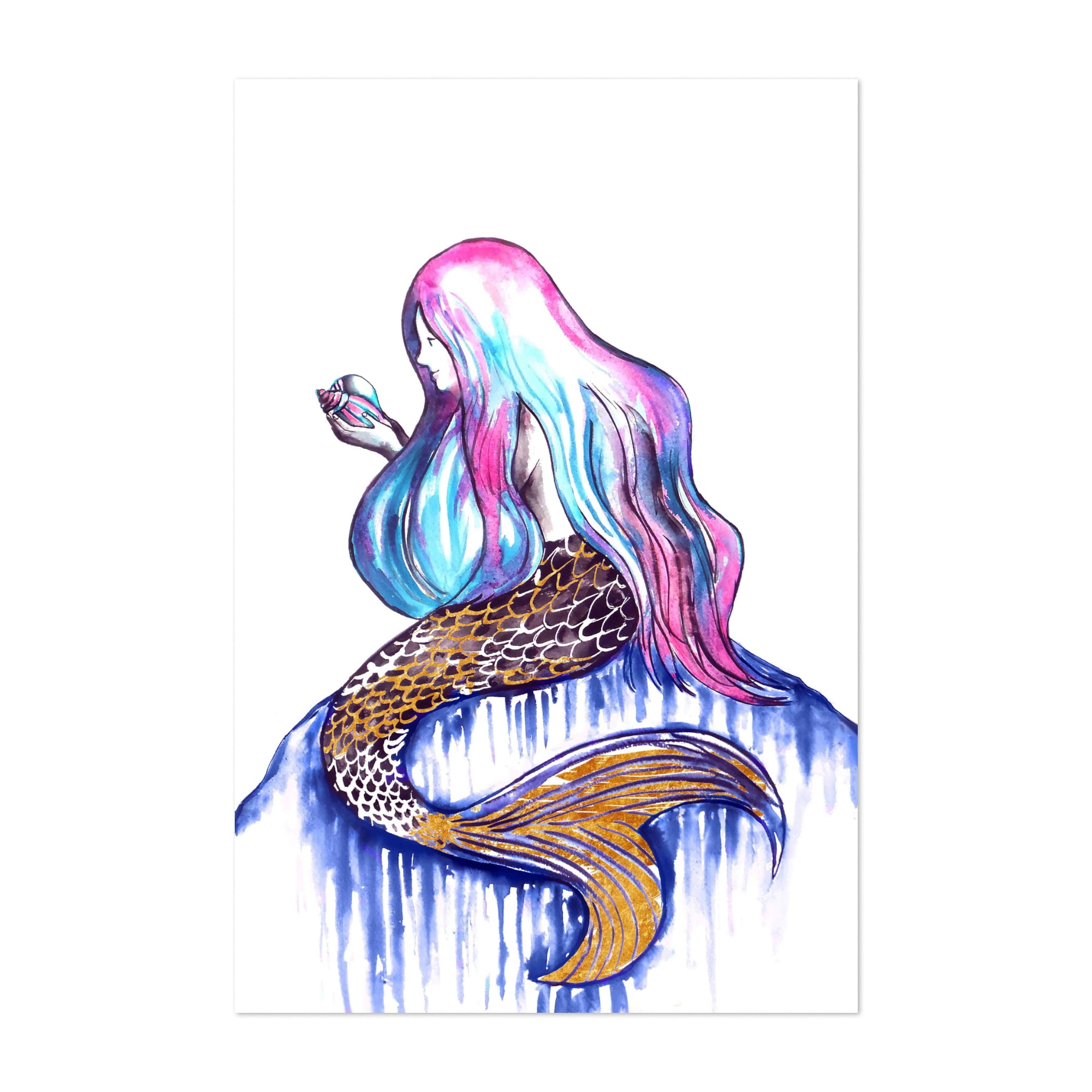 12"x16"Mermaid Poster HD Canvas print Painting Home Decor Picture room Wall art 