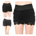 thumbnail image 1 of TD Collections Women's Elastic Waist Tiered Crochet Lace Scallop Hem Casual Mini Shorts, 1 of 1