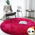 thumbnail image 2 of Round Area Rug and 10 Double Sided Adhesive Tapes for Bedroom, Shag Circle Rug 2.6Ft for Room, Cute Fluffy Circular Carpet for Room, Shaggy Fuzzy Plush Rug for Room Dorm Playroom, 2 of 8