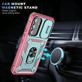 thumbnail image 5 of Compatible with Samsung Galaxy A54 5G with Sliding Cover Lens Protection & Kickstand, Built-in 360° Rotate Ring Stand Magnetic Card Slot Hybrid Cover Case for Samsung Galaxy A54 5G 6.4 inch,Green+Pink, 5 of 9