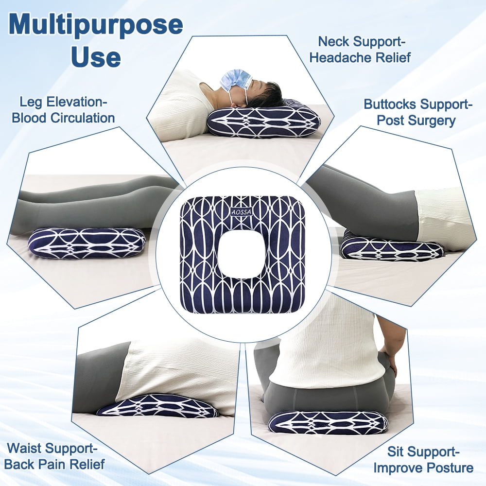 Hemorrhoid Cushion Donut Pillow for Tailbone Pain, Bedsore Relief, Pregnancy & Post-Surgery Support, Sciatica & Hip Pain Relief, Chair Seat Pad for Sitting & Ear Piercing