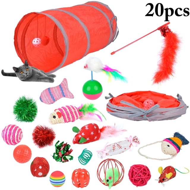 20PCS Cat Toy Set Interactive Assorted Cat Training Toys Mouse Toy for Pet Cats