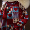 thumbnail image 3 of Suéter rojo de nicho de amor de invierno, vestido de pareja, abrigo de estilo perezoso, suéter de cera suave de gran tamaño para hombre, 3 of 5