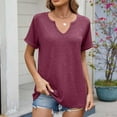 thumbnail image 4 of Otvok Womens Solid Color Tops V-Neck Short Sleeved T-Shirt for Summer, 4 of 6