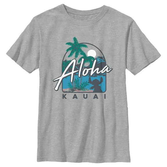 Boy's Lilo & Stitch Aloha Kauai Graphic Tee Athletic Heather Large