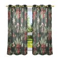 thumbnail image 6 of Yayeee Window Curtains Light Filtering 63"x42" Grommet Panel Pair Home Living Room Decor, Green Christmas Holly, 6 of 7