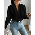 thumbnail image 4 of Blusas de Trabajo para Mujer, Blusas de Larga, Blusas de Oficina con Cuello en V, Blusas de para Mujer Negro S, 4 of 10