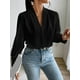 thumbnail image 4 of Blusas de Trabajo para Mujer, Blusas de Larga, Blusas de Oficina con Cuello en V, Blusas de para Mujer Negro L, 4 of 10