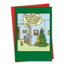 NobleWorks Funny Christmas Greeting Card with 5 x 7 Inch Envelope (1 Card) Merry Christmas Holiday Messing With The Tree C10746XSG