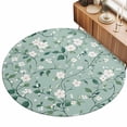 thumbnail image 2 of Round Area Rugs 3.3Ft, White Teal Spring Floral Non-Slip Washable Circle Rugs Carpet, Watercolor Flowers Summer Botanical Indoor Outdoor Rug Floor Mats Throw Runner for Bedroom Living Room Bathroom, 2 of 8