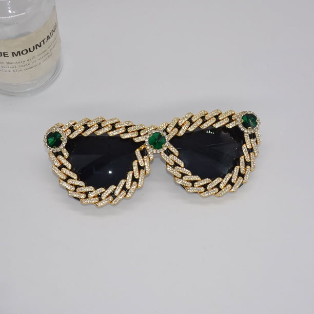 Gafas de sol de moda con montura grande y diamantes de ojo de gato, gafas de sol personalizadas para fotos de calle, gafas de sol para mujer