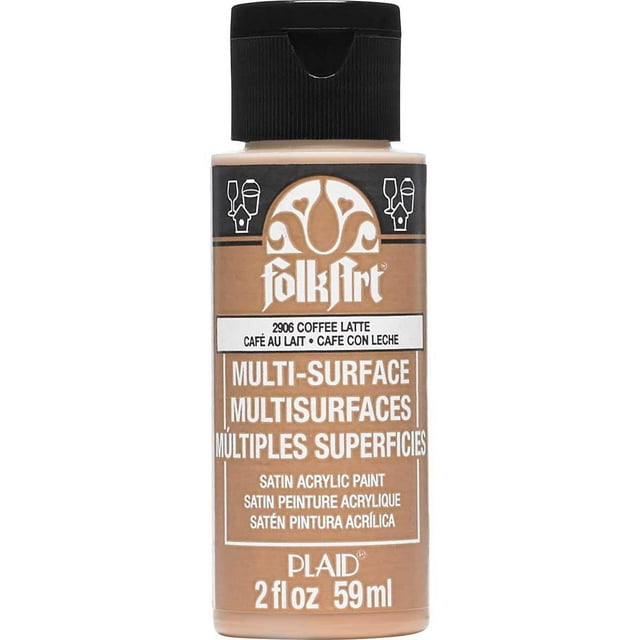 FolkArt Multi-Surface Satin Acrylic Paint, 2 fl. oz., Coffee Latte