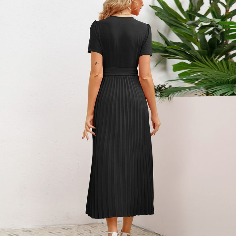 Elegant Formal Solid With Belt V Neck A Line Dresses(5 Colors) Elegant Formal Solid With Belt V Neck A Line Dresses(5 Colors)