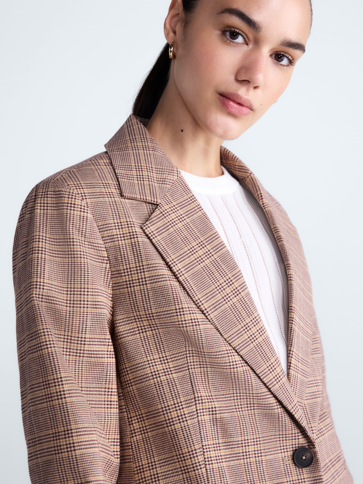 Free Assembly Women's and Women's Plus The Belmont Plaid Single Breasted Blazer, Sizes XS-4X