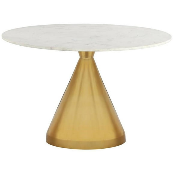 Trent Home Contemporary White Marble Dining Table