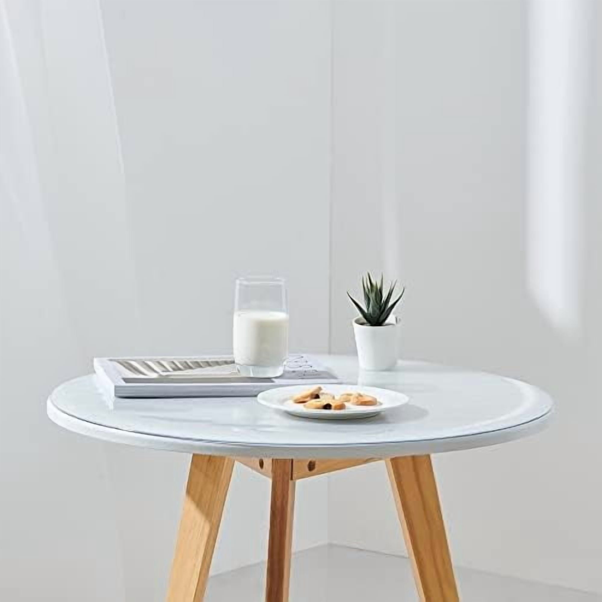 15 Inch Frosted Round Table Cover Protector, 1.5mm Thick Plastic Desk Protector Mat, Round Waterproof PVC Desk Cover, Vinyl Placemats for Circle Desktop, Night Stand, Coffee Sofa Table
