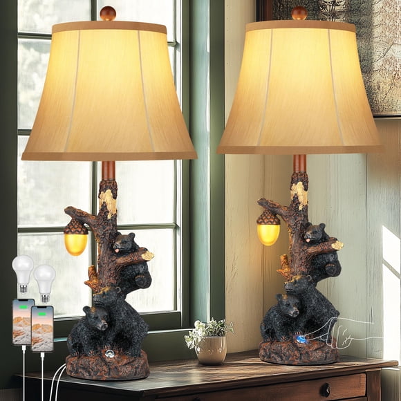 Lámparas de mesita de noche Lamp Hamud Bear con USB y luz nocturna
