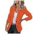thumbnail image 1 of Ladies Workoffice Blazer Solid Color Fitted Suit Lapel Notched Elegant Cardigan Button Down Fashion Jacket Single Breasted Blouse Mid Length Leisure Outwear, 1 of 7