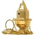 thumbnail image 1 of Needzo Small Brass Censer with Chain, High Polished Hanging Church Thurible, 4 Inches, 1 of 6