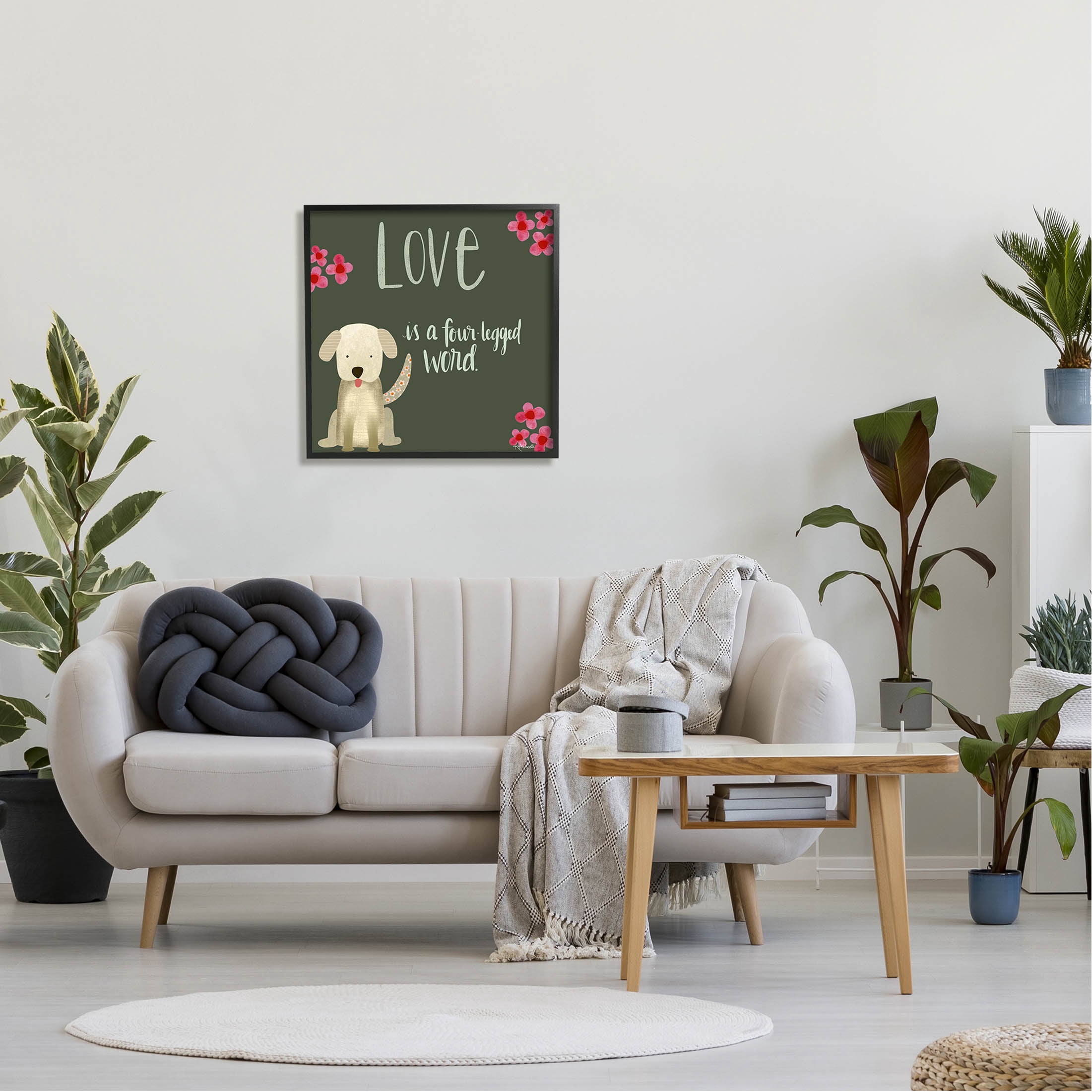 Stupell Industries Love Four-Legged Word Animal Lover Graphic Art Black Framed Art Print Wall Art, Design by Katie Doucette