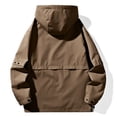 thumbnail image 6 of Maoxin Mens Jacket Fashion Men's Solid Color Outdoor Hiking Long Sleeve Hooded Casual Outwear Jackets Plus Size Jacket for Men , Coffee , 3XL, 6 of 6