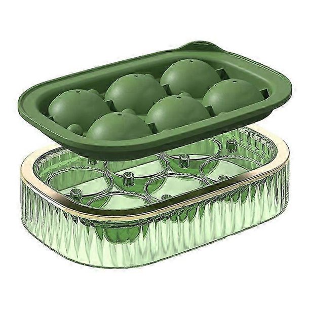 Ice Ball Maker Round Ice Cube Mold Tray For Home Bar Cocktails Bourbon Whiskey Drink Six Balls Green