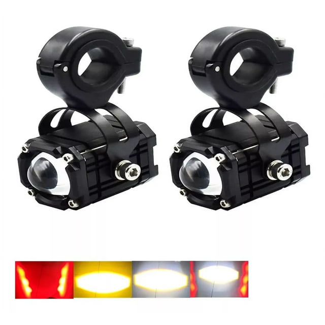Par Lupa Faro Bicolor Alta Baja Estrobo/ojo Del Diablo Moto