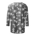 thumbnail image 5 of EHTMSAK Boho Shirts for Women 3/4 Sleeves Sunflower Printed Solid Color Elbow Length Crew Neck Shirts Casual Loose Fit Tee Tops Fashion 2024 Trendy Plus Size Blouses Black 3XL Dark Gray S, 5 of 5