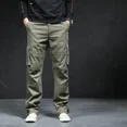 thumbnail image 3 of Pantalones cargo rectos para hombre, pantalones casuales para hombre, multibolsillos, estilo coreano de lujo, Y2k, vintage, corte regular, 3 of 5