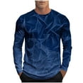 thumbnail image 2 of Aobny Blue Plus Size Shirts Long Sleeve Cotton Workout Tee Men Graphic Crew Neck Pullover Shirts for Men,XXL, 2 of 5