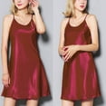thumbnail image 2 of Qinhaie Sleepwear Women'S Satin Nightgown Set Sexy Lace Cami Nightwear Red Women'S Blended Casual Skirt Satin Intimates L, 2 of 7