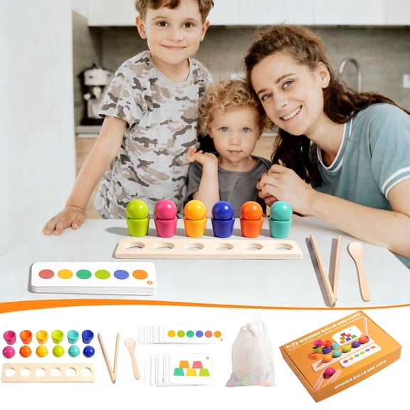 1 Set Colorful Ball in Cups Game Supplies, Pretty Cute Matching Game, Portable Mini Ball Stacking Cup Decoration, Early Educational Game, Useful Building Blocks Puzzle Game, Bead Matching Game