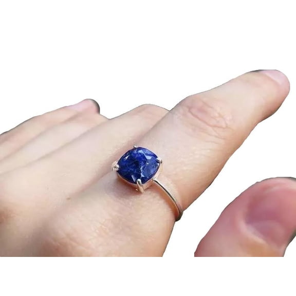 Natural Blue Sapphire Corundum Ring, Blue Sapphire Gemstone Ring, September Birthstone, Fine Ring Women Ring, Gold Micron, 925 Sterling Silver, Promise Ring, Minimal Stacking jewelry, Birthday Ring